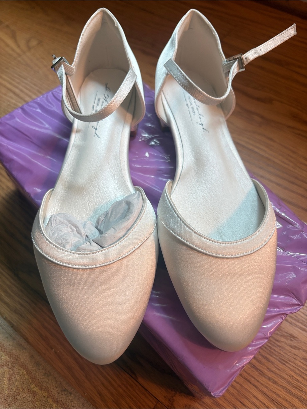 G. Westerleigh Ankle-Strap Satin Flats in Ivory - Women